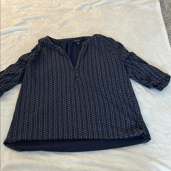 Lucky Brand Tops - Lucky Brand Navy Patterned Blouse